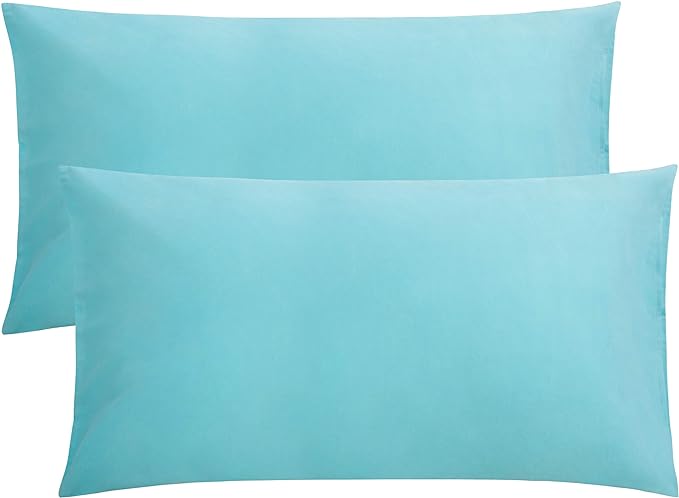 FLXXIE King Pillow Cases Set of 2, Soft Microfiber Pillow Covers with Envelope Closure, Wrinkle, Fade and Stain Resistant Pillowcases, 20x36, Aqua