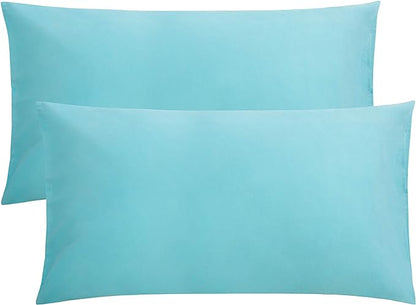 FLXXIE King Pillow Cases Set of 2, Soft Microfiber Pillow Covers with Envelope Closure, Wrinkle, Fade and Stain Resistant Pillowcases, 20x36, Aqua