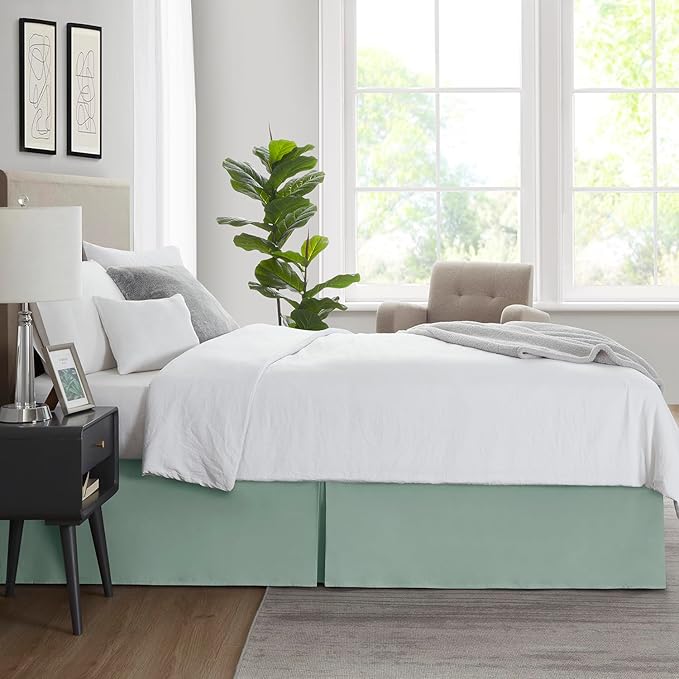 Nestl Sage Green Twin XL Bed Skirt - Twin XL Size Bed Skirt 14 Inch Drop - Brushed Microfiber Bed Skirts - Hotel Quality Pleated Bed Skirt - Shrinkage & Fade Resistant