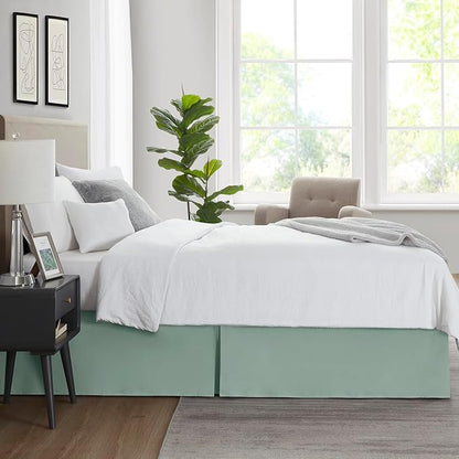 Nestl Sage Green Twin XL Bed Skirt - Twin XL Size Bed Skirt 14 Inch Drop - Brushed Microfiber Bed Skirts - Hotel Quality Pleated Bed Skirt - Shrinkage & Fade Resistant