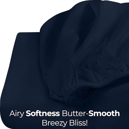 Utopia Bedding Full Fitted Sheet - Bottom Sheet - Deep Pocket - Soft Microfiber - Shrinkage and Fade Resistant - Easy Care -1 Fitted Sheet Only (Navy)