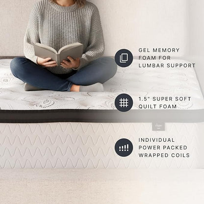 Signature Design by Ashley Chime 12 Hybrid Innerspring Queen Size Mattress, Ultra Plush Feel, Gel Memory Foam for Lumbar Support, Mattress in a Box, 12 Inch