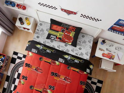 Northwest Disney Pixar Cars Twin Comforter Set, Reversible Lightning McQueen Design, Ultra Soft Fade Resistant Microfiber Kids Bedding Set, Officially Licensed
