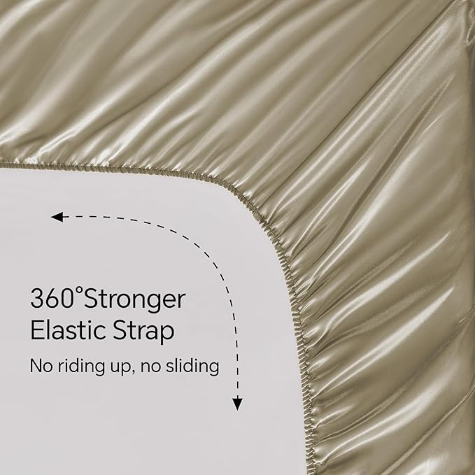 BEDELITE Satin Sheets Twin XL Size Bed Set, Luxury Soft Taupe Silky Sheets for Hair and Skin, Similar to Silk Bed Sheets Set 3 Pieces with 1 Deep Pocket Fitted Sheet, 1 Flat Sheet, and 1 Pillowcase