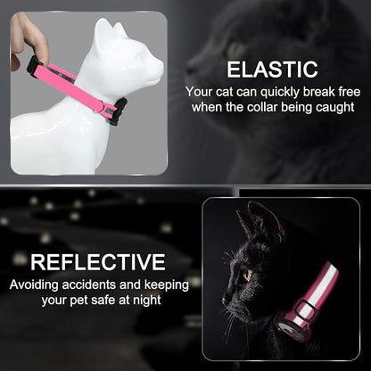 Reflective AirTag Cat Collar, Integrated Cat Collar with Air Tag Holder | Built in AirTag Holder, Adjustable 7-13in for Cats, Kittens and Puppies, Safety Elastic Band, Reflective for Night Walking