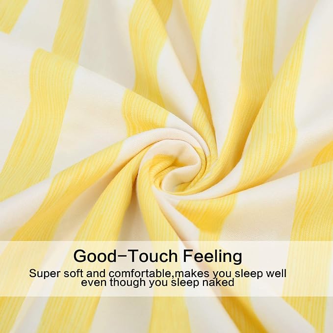 Best Season 3 Piece Stripe Microfiber Stripe Sheet Set - Super Soft Luxury Hotel Deep Pocket,Stain, Fade & Wrinkle Resistant Bedding Set (Yellow,Twin Size)
