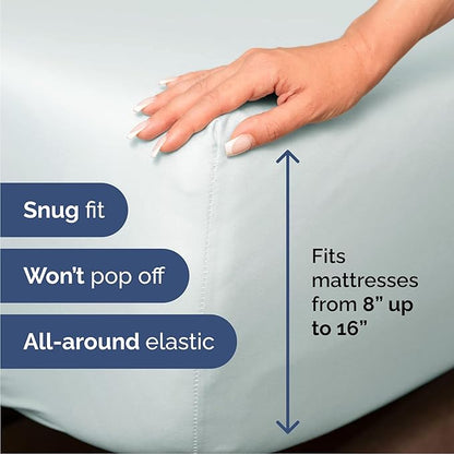 Queen 6 Piece Sheet Set - Comfy Breathable & Cooling - Ultra-Soft Hotel Luxury Bedding Set with 8-16 Inch Deep Pockets - 1 Flat & 1 Fitted Sheet & 4 Pillowcases - Wrinkle Free & Easy Care - Ice Blue