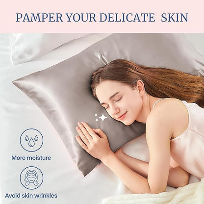 BEDELITE Satin Pillowcase for Hair and Skin, Super Soft and Cooling Similar to Silk Pillow Cases 2 Pack with Envelope Closure, Gift for Women Men(20"x26" Standard Size, Rose Taupe)
