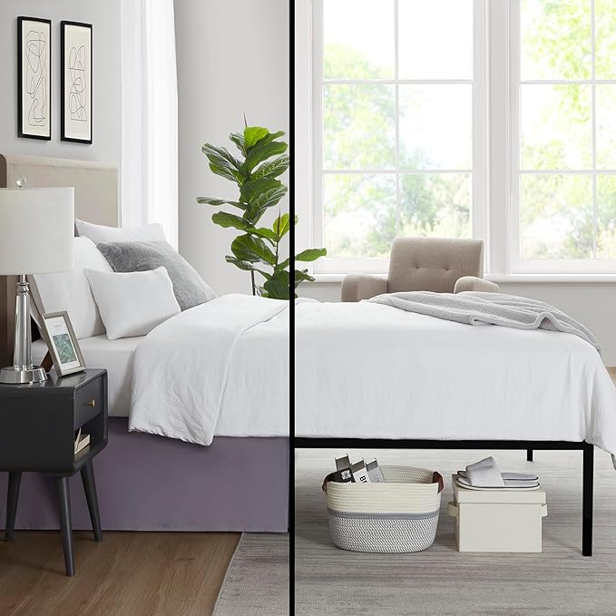 Nestl Grayish Purple Twin XL Bed Skirt - Twin XL Size Bed Skirt 14 Inch Drop - Brushed Microfiber Bed Skirts - Hotel Quality Pleated Bed Skirt - Shrinkage & Fade Resistant
