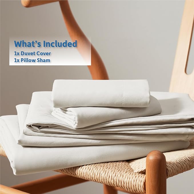 Nestl Twin Duvet Cover Set - Soft Double Brushed Off White Duvet Cover, 2 Piece Set with Button Closure, 1 Duvet Cover 68x90 inches and 1 Pillow Sham