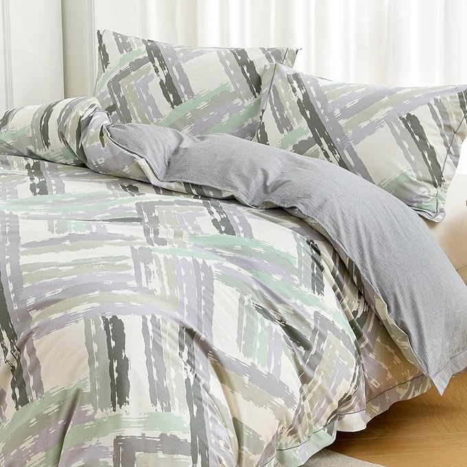 OAITE Duvet Cover Set Twin Size Floral Pattern Ultra Soft 100% Cotton Duvet Cover Sets 3-PC, Breathable Duvet Cover with Zipper Closure & Corner Ties(2 Pillow Shams,1 Duvet Cover)