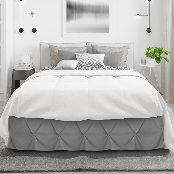 Nestl Dark Grey Bed Skirt Twin Size, Pinch Pleat Twin Bed Skirt, 14" Inch Drop Twin Bedskirt, Hotel Quality Dark Grey Bed Skirts, Premium Microfiber Bedskirt for Twin Bed, Dark Grey Twin Bed Skirt
