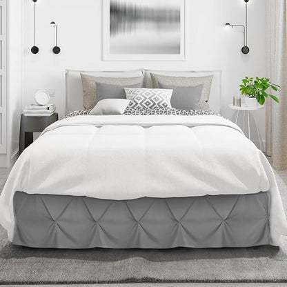 Nestl Dark Grey Bed Skirt Queen Size, Pinch Pleat Queen Bed Skirt, 14" Inch Drop Queen Bedskirt, Hotel Quality Gray Bed Skirts Premium Microfiber Bedskirt for Queen Bed, Dark Grey Bed Skirts