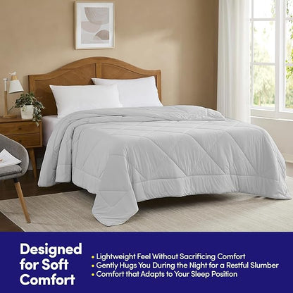 Oversized Cooling Comforter King/California King – Reversible Diamond-Quilted Comforter with Elegant Trim – Lightweight Breathable Blanket for Hot Sleepers, Night Sweats & All-Season Comfort, Silver
