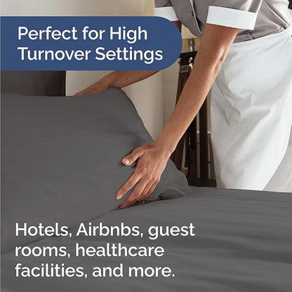 Bulk Case Pack of 12 Sheet Sets - (12) Complete Sheet Sets - Bulk King Bedding - Wholesale Case Pack for Hotels, Spa & Airbnbs - Deep Pockets & Wrinkle Free - Cooling & Breathable - King, Dark Grey
