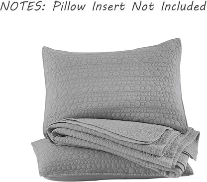 HORIMOTE HOME Quilt Set Twin Size Grey, Classic Geometric Spots Stitched Pattern, Pre-Washed Microfiber Chic Rustic Look, Ultra Soft Lightweight Quilted Bedspread for All Season, 2 Pieces