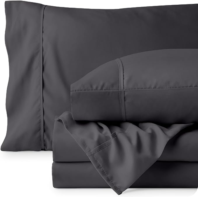 Bare Home King Sheet Set - 1800 Ultra-Soft Microfiber King Bed Sheets - Double Brushed - Deep Pockets - Easy Fit - 4 Piece Set - Bedding Sheets & Pillowcases (King, Forged Iron Grey)