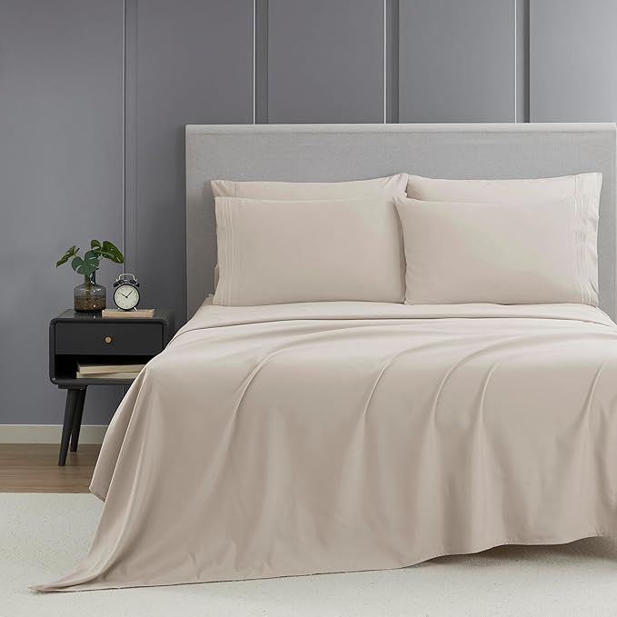 Clara Clark Queen Sheets - Hotel Luxury 6 Piece Bed Sheets for Queen Size Bed - Soft Bedding Sheets & Pillowcases, Fits Mattress up to 16 inch deep. Queen, Linen