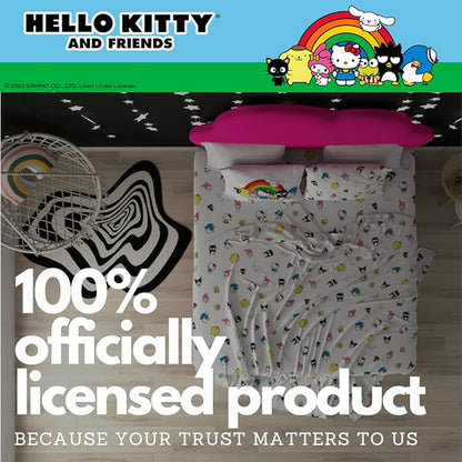 Collectibles Hello Kitty & Friends Bedding Super Soft Cozy Cotton 4 Piece Full Sheet Set, (Officially Licensed Product) By Franco
