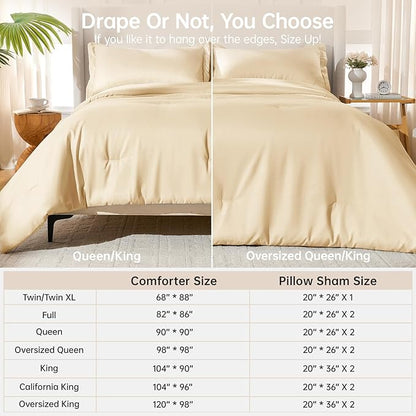 MUXHOMO Queen Comforter Set, All Season Ultra Soft Down Alternative Bedding - 3 Piece Lightweight Bed Set Includes 1 Comforter (90"x90") and 2 Pillow Shams (20"x26"), Light Yellow