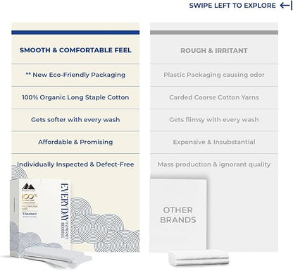 Mayfair Linen 100% Organic Cotton King Size Pillow Cases Set of 2 - Soft Hotel Quality Covers for King Size Pillows (Light Grey), Authentic GOTS Certified, Crisp, Cooling Percale Cotton Pillowcases