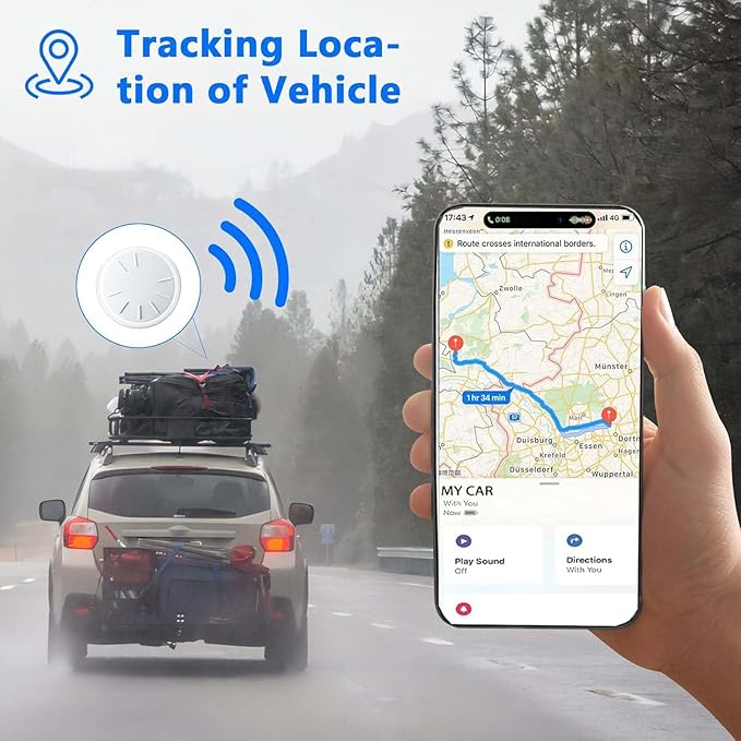 GPS Tracker for Vehicles, 2 PCS Real-Time Undetectable GPS Tracker for Car - No Monthly Fee & SIM Card for Hidden Magnetic GPS Locator for iOS Only, Ultra-Slim, Waterproof, Safe & Durable