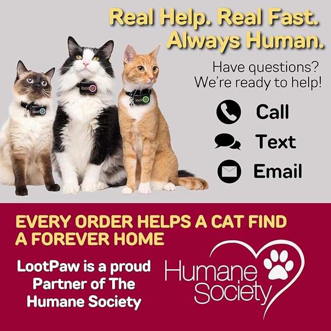 LootPaw+ GPS Cat Tracker Collar | Real Time Cat GPS Tracker with App & Vet Support | Lightweight Pet Tracker for Cats, Health & Activity Monitor | 60-Day Free Trial