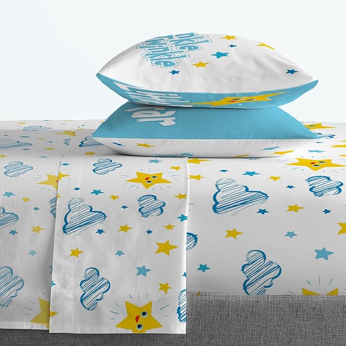Jay Franco CoComelon Little Star 7 Piece Full Size Bed Set - Includes Comforter & Sheet Set - Bedding Features JJ, YoYo, & Tomtom - Super Soft Fade Resistant Microfiber (Official CoComelon Product)