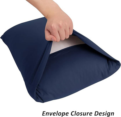Stretch Pillowcases - Micro Jersey Knit & Ultra Soft, Standard Size - Set of 2 Pillow Cases, Navy