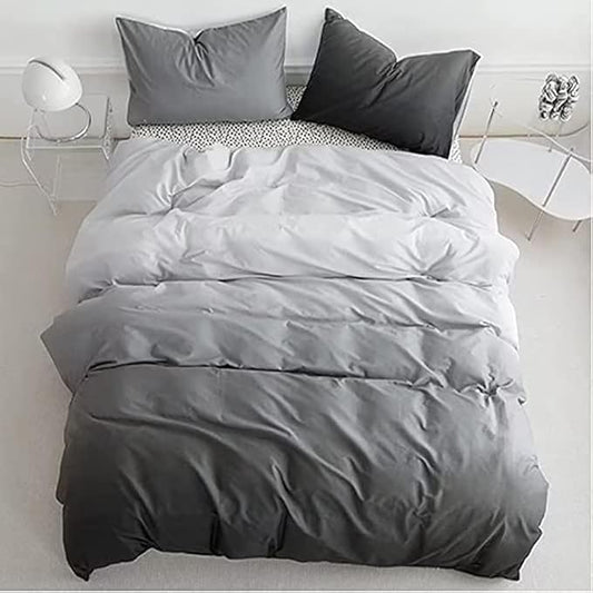 Houseri Grey Comforter Set Twin Gradient White and Gray Bedding 3 Piece Boys Girls Kids Aesthetic Silver Grey Bed Comforters Sets Dark Light Gray Art Style Preppy Dorm Quilts Blankets Twin