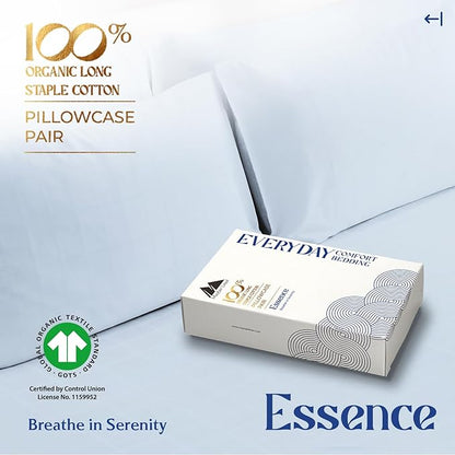 Mayfair Linen 100% Organic Cotton Percale Pillow Cases Queen/Standard Size Set of 2 - Percale Pillowcovers Standard/Queen (Light Blue), Soft Cooling Pillow Case for Sleeping, Cotton Pillowcases