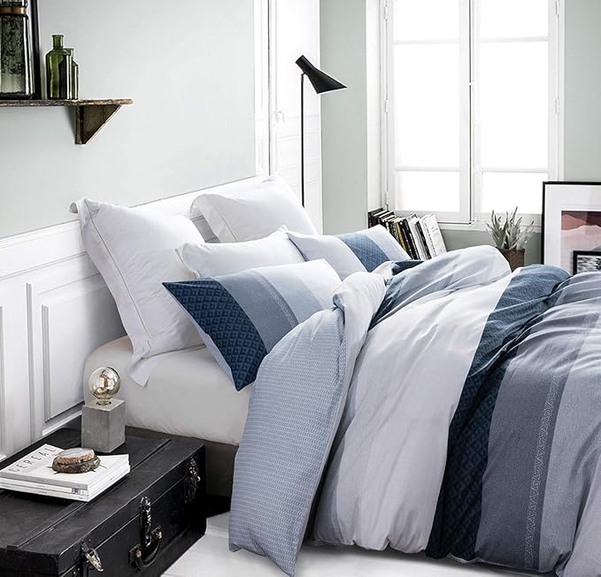 SLEEPBELLA Duvet Cover Queen Set 600 Thread Count Cotton Bedding Set (Queen, Greekn-lump)
