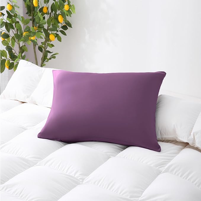 ZPECC Pillow Cases King Size Set of 4, 20x36 Envelope Closure Pillowcases, Soft Plain Brushed Microfiber Covers Hypoallergenic Breathable, Dark Purple