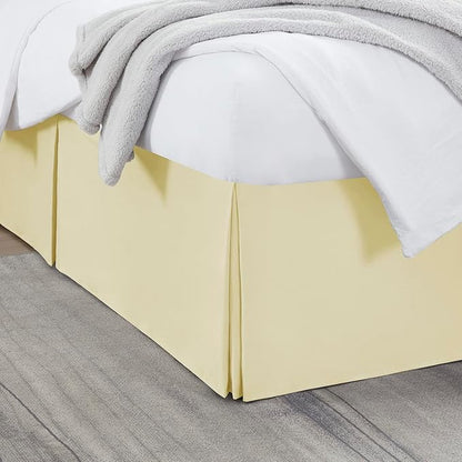 Nestl Vanilla Yellow Bed Skirt Cal King Size - Cal King Bed Skirt 14 Inch Drop - Brushed Microfiber Bed Skirts - Hotel Quality Pleated Bed Skirt - Shrinkage & Fade Resistant