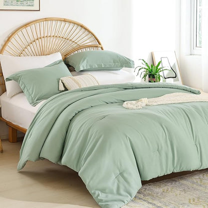 weigelia Twin Comforter Set 5 Pieces Sage Green Comforter Set Bed in a Bag Twin Bedding Set Soft Lightweight Comforters Set with Sheets for All Season
