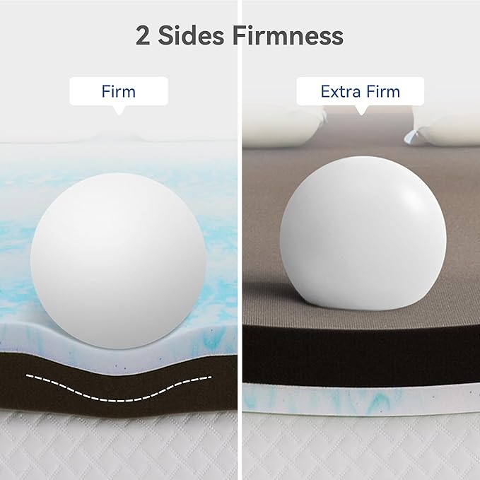 Extra Firm Mattress Topper California King Size 3 Inch, Pain Relieving Foam Bed Topper for Extra Support, Gel Memory Foam&High-Density Foam Mattress Pad, CertiPUR-US Certified
