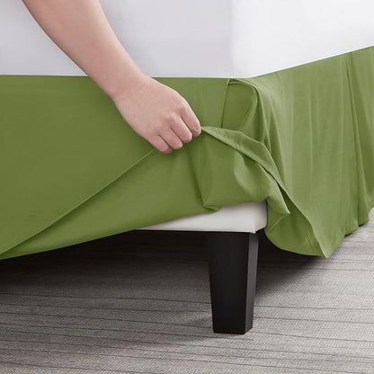 Nestl Calla Green Twin Bed Skirt - Twin Size Bed Skirt 14 Inch Drop - Brushed Microfiber Bed Skirts - Hotel Quality Pleated Bed Skirt - Shrinkage & Fade Resistant