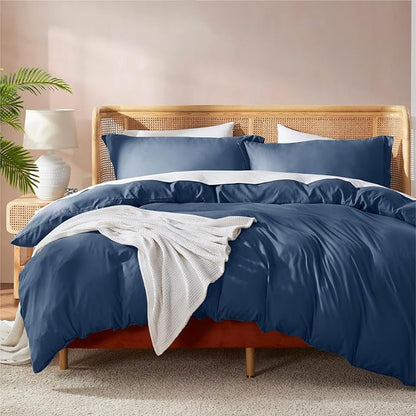 Nestl Twin Duvet Cover Set - Soft Double Brushed Navy Blue Duvet Cover Twin/Twin XL, 2 Piece, with Button Closure, 1 Duvet Cover 68x90 inches and 1 Pillow Sham