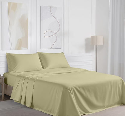 RUVANTI 100% Cotton Sheets – Twin XL Size Percale Bedding, Cooling & Breathable, Durable with a Crisp, Soft & Comfortable Feel, 16" Deep Pocket, 3-Piece Set, Sage Green