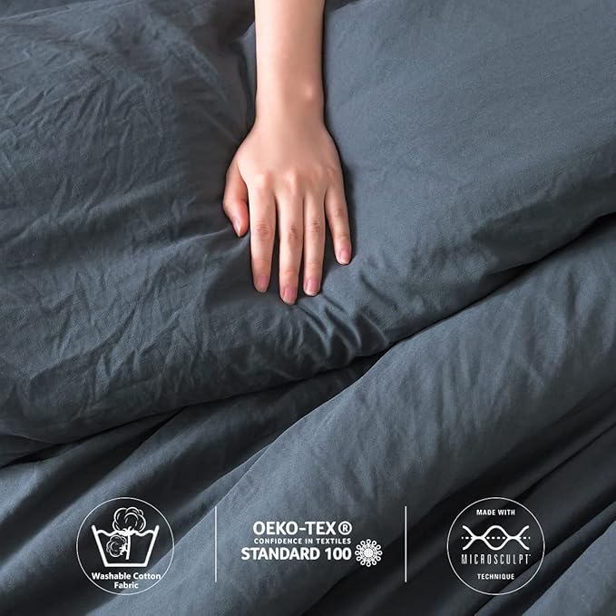 2Piece Sliky Soft Fluffy Bedding Comforters Set for Twin/XL Size Bed, Made with Cozy Washable PolyCotton Microfiber Fabric, LightWeight All Season Use, 1 Comforter & 1 Pillowsham, Dark Dusty Blue Grey
