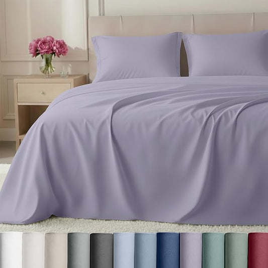 California Design Den Luxury King Size Sheets Set - 800 Thread Count, 100% Cotton Sheets, Soft Sateen, Deep Pockets Bedding Set - Lavender