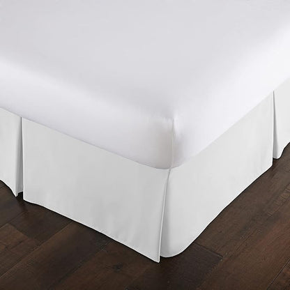 Southshore Fine Living, Inc. Queen Bed Skirt 14 Inch Drop, Pleated Dust Ruffle for Bed Skirting Queen Size - Pet Hair Resistant, Easy Care Microfiber, to Hide Box Springs and Storage - Bright White
