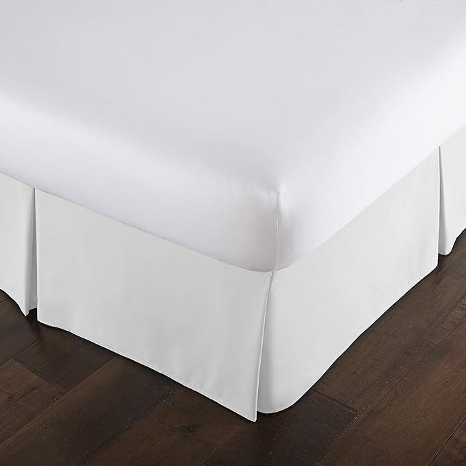 Southshore Fine Living, Inc. Twin Size Bed Skirt, 14-Inch Drop Pleated Bed Skirt for Twin Mattress, Dust Ruffle for Twin Size Bed, Bright White