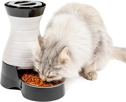 PetSafe Healthy Pet Food Station, 2 lb Gravity Feeder, Cats & Dogs, Small | Dry Food Dispenser, Removable Stainless Steel Bowl Is Dishwasher Safe, Space-Saving Design