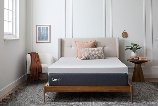 Lucid 4 Inch Bamboo Charcoal Infused Memory Foam Mattress Topper - Twin Size – Moisture and Odor Control - Ventilated - Ultra Plush Feel, Pressure-Relief Bed Topper – CertiPur Certified