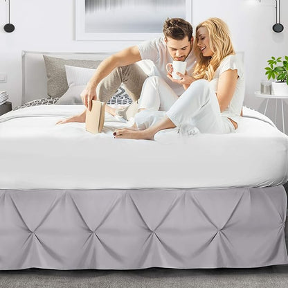 Nestl Grey Lavender Bed Skirt Twin Size, Pinch Pleat Twin Bed Skirt, 14" Inch Drop Twin Bedskirt, Hotel Quality Grey Lavender Bed Skirts, Premium Microfiber Grey Lavender Twin Bed Skirt