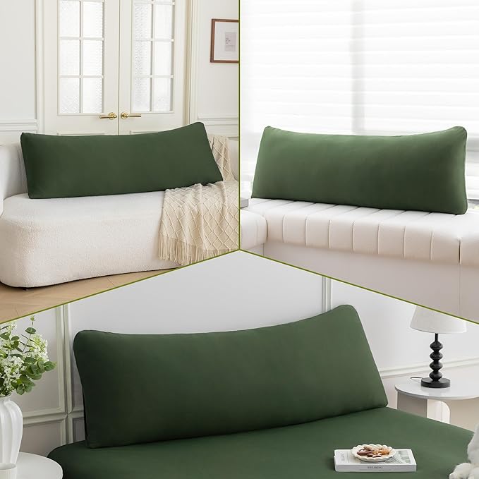Stretchy Body Pillow Case Cover - Jersey Knit Long Pillowcase for Body Pillow, 1 Pack - Envelope Closure & Skin-Friendly, Soft and Breathable for Sleeping, 20"x54", Olive Green