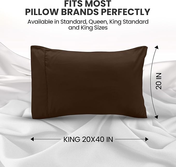 Utopia Bedding King Pillow Cases - 2 Pack - Envelope Closure - Soft Brushed Microfiber Fabric - Shrinkage and Fade Resistant Pillow Covers King Size 20 X 40 Inches (King, Brown)