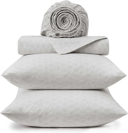 Tommy Bahama - Queen Sheet Set, Crisp & Cool Cotton Percale Bed Sheets, Deep Pockets, Bedding with Matching Fitted Sheet & Pillowcases (Line Palms Grey)