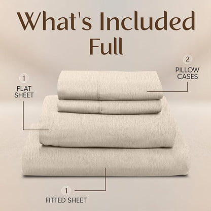Utopia Bedding Full Sheet Set – 4 Piece Bed Sheets for Cal King Size Bed, Soft and Breathable Microfiber, Includes 1 Fitted Sheet, 1 Flat Sheet and 2 Pillowcases (Heather Beige)